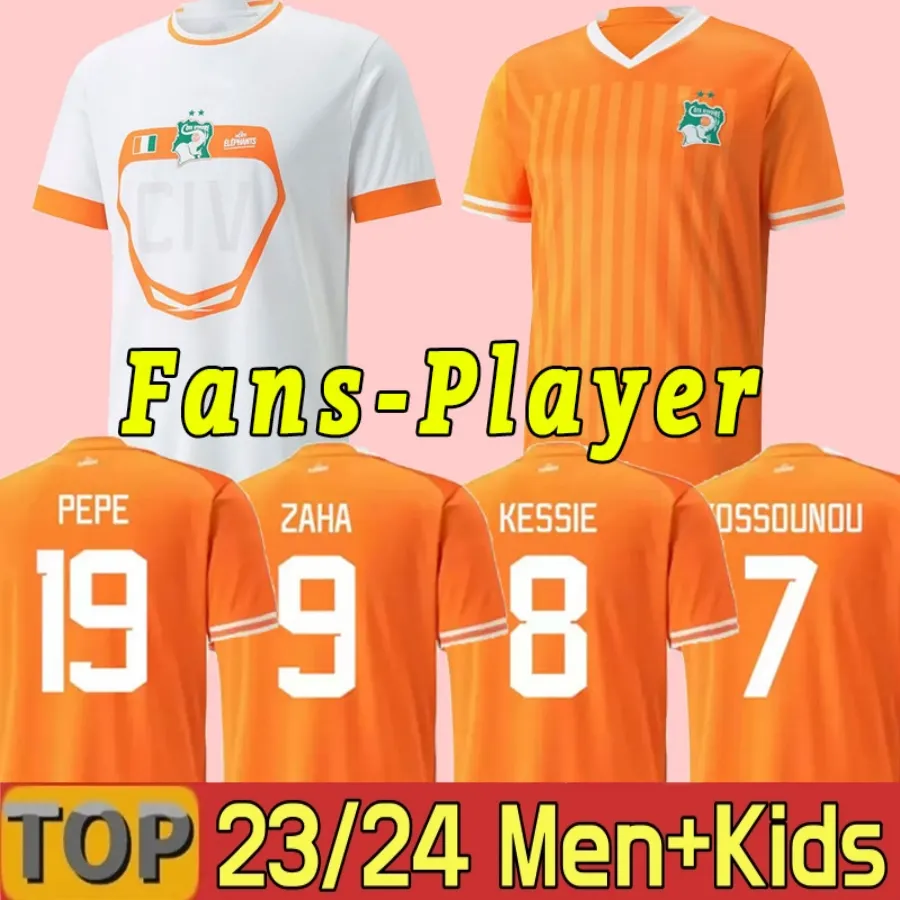 2023 Côte d'Ivoire Soccer Jerseys Équipe nationale de football KESSIE ZAHA 23 24 Côte d'Ivoire Chemises de football CORNET DROGBA Hommes Uniformes Enfants Kits Chaussettes Ensembles complets