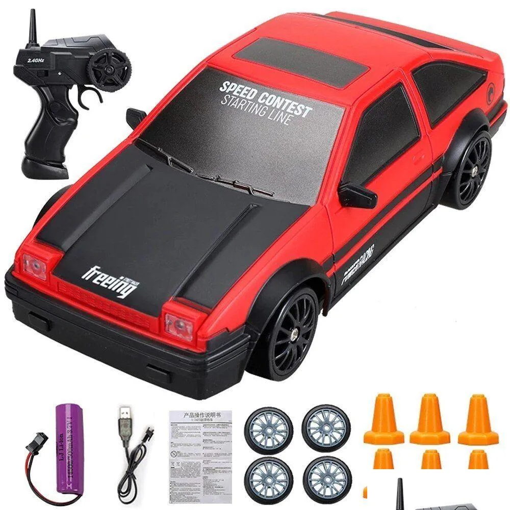 Elektrische/Rc Auto Electricrc 2.4G Drift Rc 4Wd Hoge Snelheid Speelgoed Afstandsbediening Gtr Model Ae86 Voertuig voor Kinderen Geschenken Drop Delivery T Dh1A4