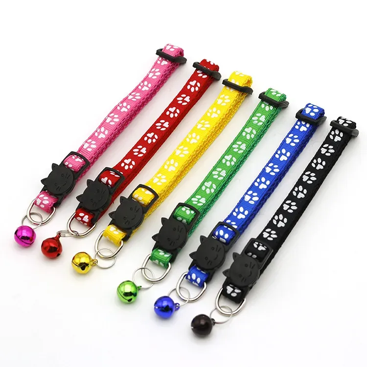 Easy Wear Cat Dog Collar With Bell Adjustable Buckle Dog Collar Cat Puppy Pet Supplies Accessories Small Dog Cat Safety Collar VT0833