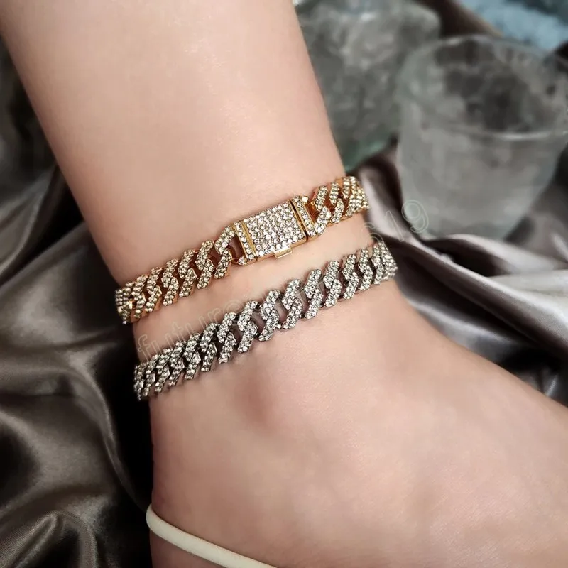 Iced Out Cuban Link Anklet Rhinestone Ankle Bracelet for Women, Gold  Silver Color Shop Now!