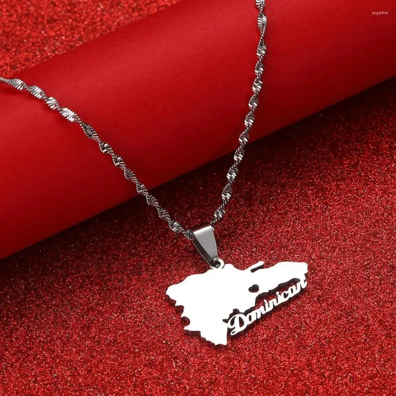 Colliers pendentif carte dominicaine chaîne de bijoux de pays dominicains