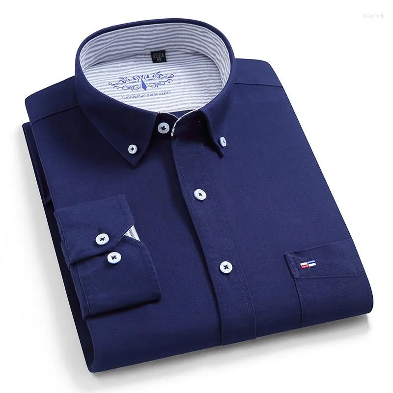 Chemises habillées pour hommes Chemise de haute qualité Hommes à manches longues Coton Casual Blanc Bleu Slim Fit Camisa Business Classic Vêtements pour hommes