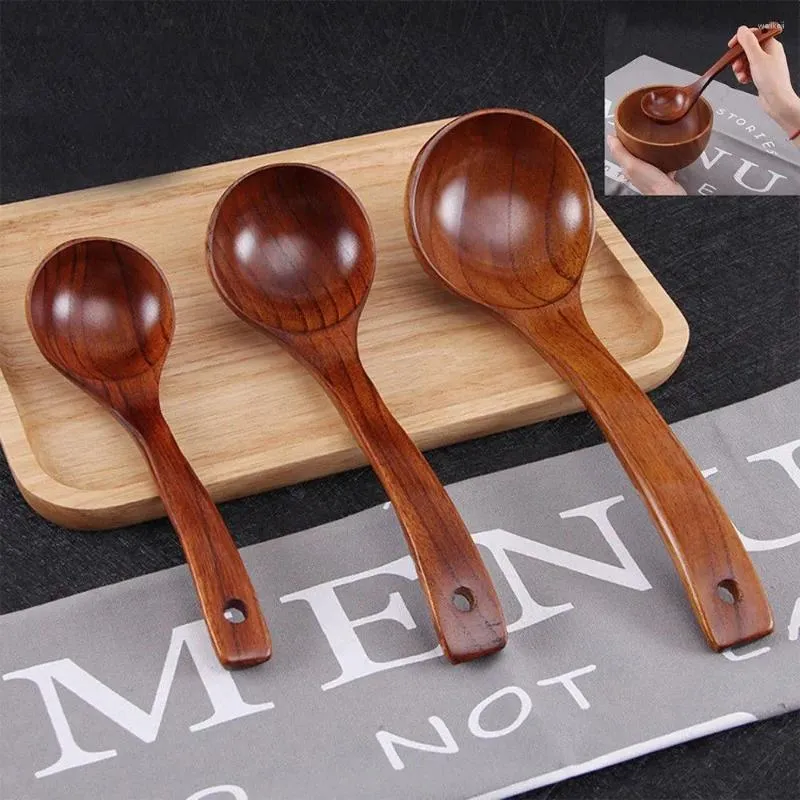 Spoons Japanese Style Cooking Spoon Natural Wooden Long Handle Soup Scoops Kitchen Supplies Tableware Utensils Ladle