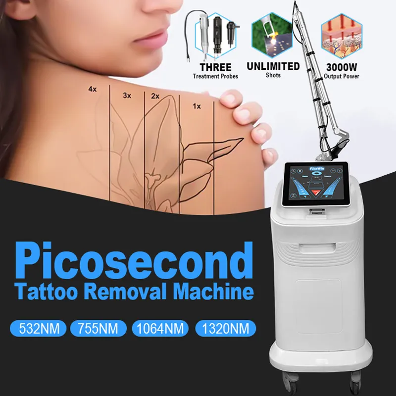 3 Probes Picosecond Laser Pigments Removal Skin Rejuvenation Machine Honeycomb Focused Tattoo Remover Acne Scar Marks Removal Beauty Instrument