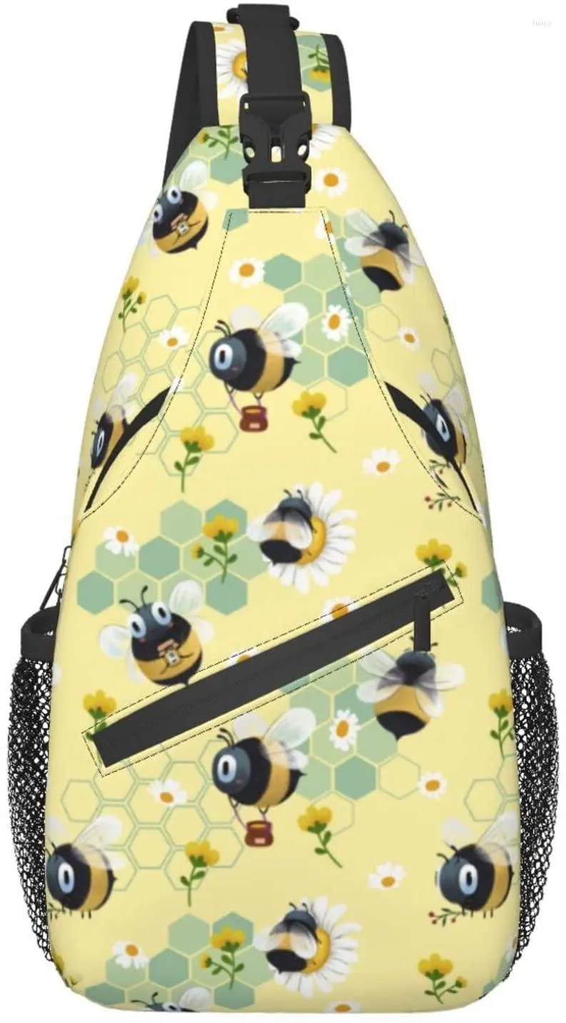 Rucksack Daisy Bees Crossbody Sling Bag für Damen Herren klein lässig Reisen Wandern Daypack Brust Schulter