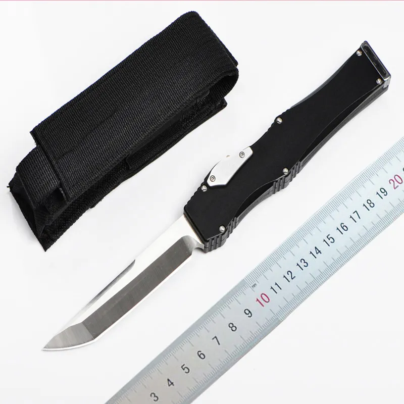 고급 자동 전술 나이프 D2 탄토 새틴 블레이드 6061-T6 알루미늄 핸들 EDC 포켓 칼 선물 나이프 나일론 가방을 가진 선물 나이프