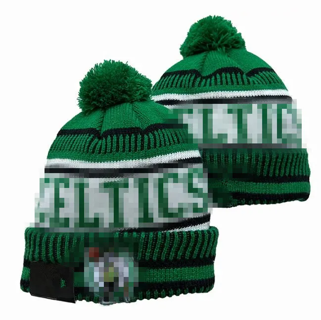 Casquettes pour hommes Celtics Beanies Boston Beanie Hats Toutes les 32 équipes tricotées à revers Pom rayé Sideline laine chaude USA College Sport Knit Hat Casquette de hockey pour femmes A1