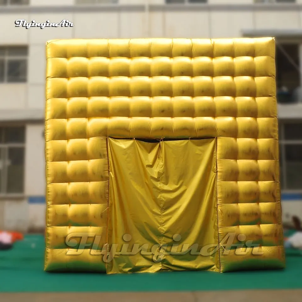 Duży wspaniały złoty nadmuchiwany namiot ślubny i imprezowy złoty kostka na wydarzenie