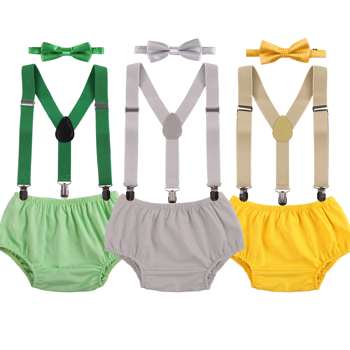 Rompers Baby Boys First Birthday Outfit Cake Smash Strap Clip Bow Tie Stage Performance Daily Wear PP Pants 230408