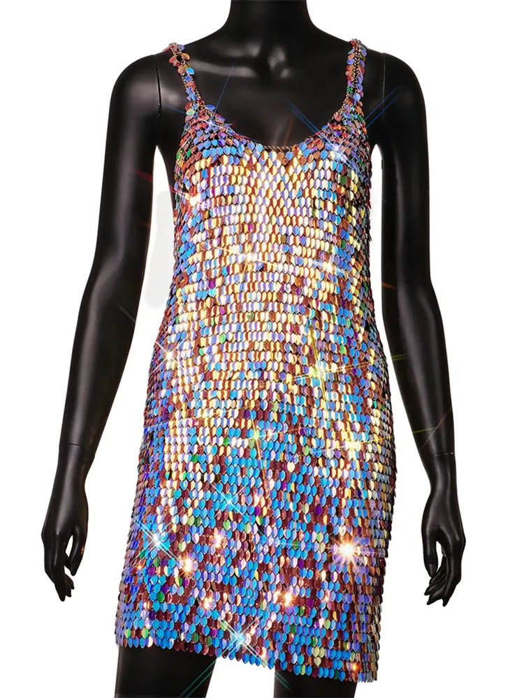 Metallic glitter cheap mini dress