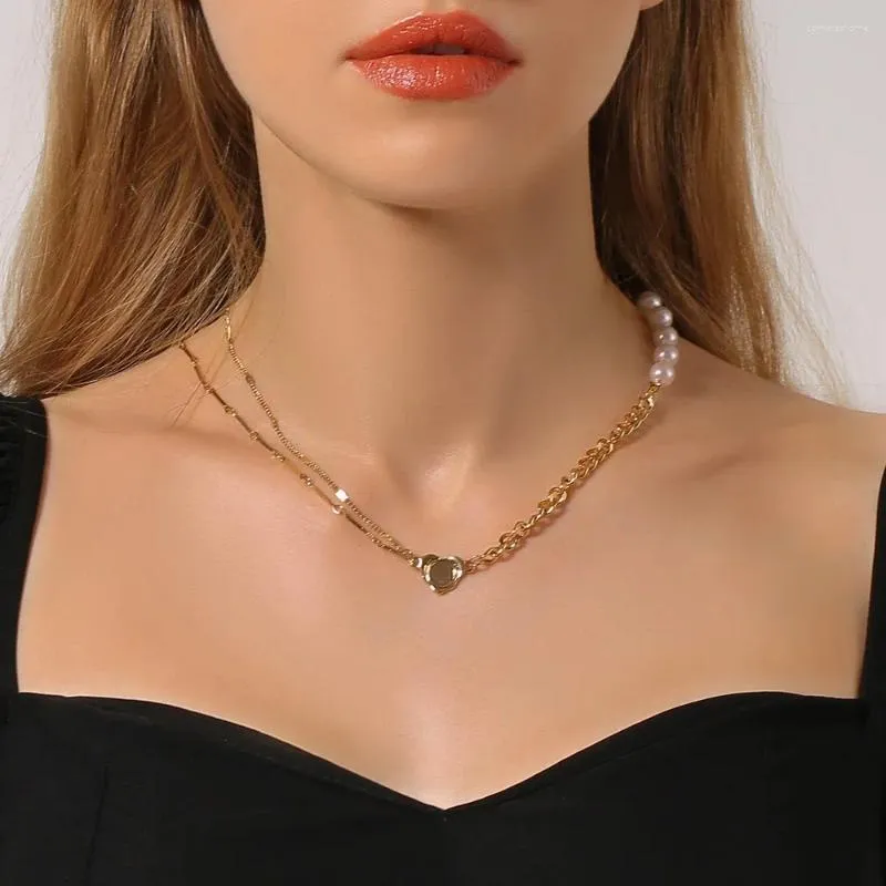 Anhänger Halsketten 2023 Vintage Boho Mode Gold Farbe Kristall Stern Faux Perle Geometrie Halskette Für Frauen Einfache Kette Choker Schmuck geschenk