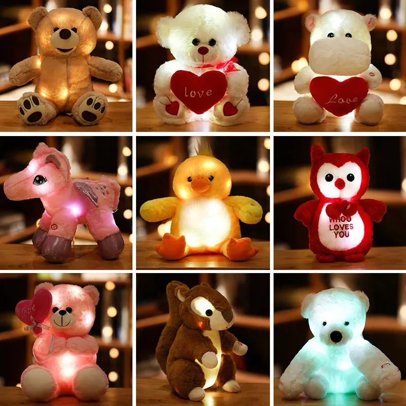 Plush Light - Up toys 25-35cm Creative Light Up LED Bear Unicorn Hamster Sheep Stuffed Animal Plush Toys Colorful Glowing Christmas Gifts For Kids 231109