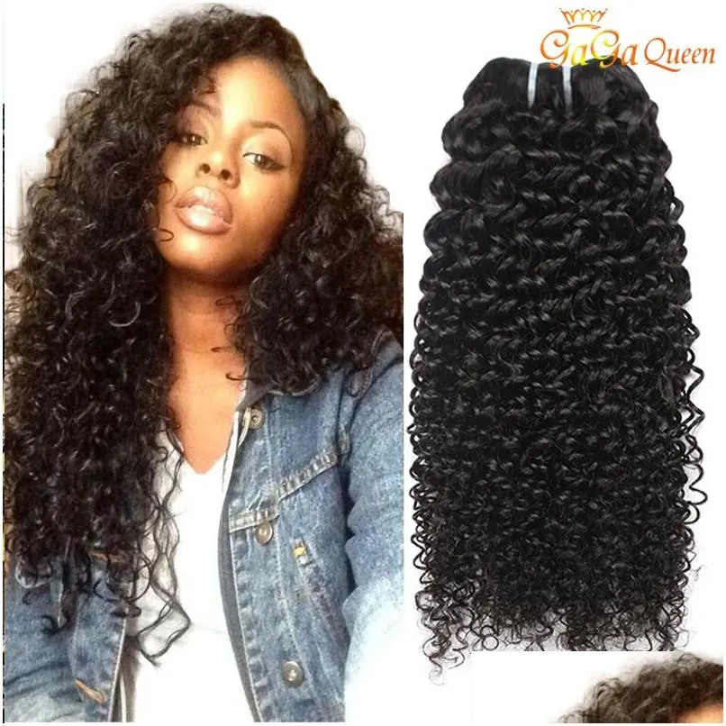 Cabelo Wefts Brasileiro Kinky Curly Bundles Não Processados Extensões Humanas Virgens 30 polegadas Tece Produtos de Entrega de Gota Dhfvq