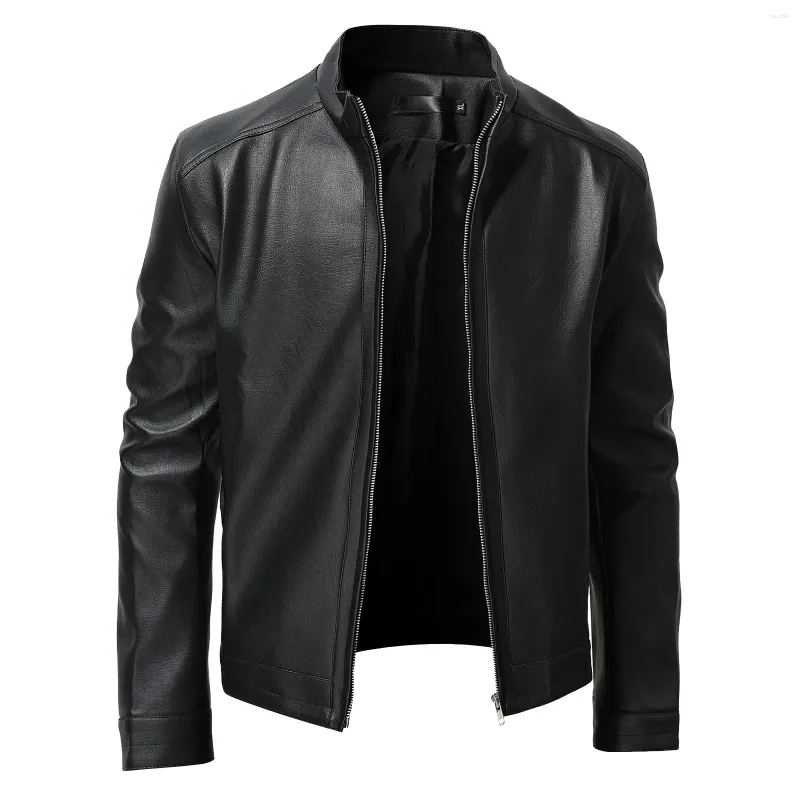 Men's Jackets Leather Jacket For Man Loose Solid Color Pocket Thick Coat Autumn Winter Casual Motorcycle Clothing