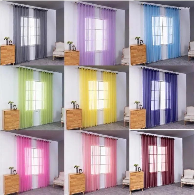 Curtain Colorful Polyester Curtains Solid Colored Gauze Bedroom El Living Room Decorative