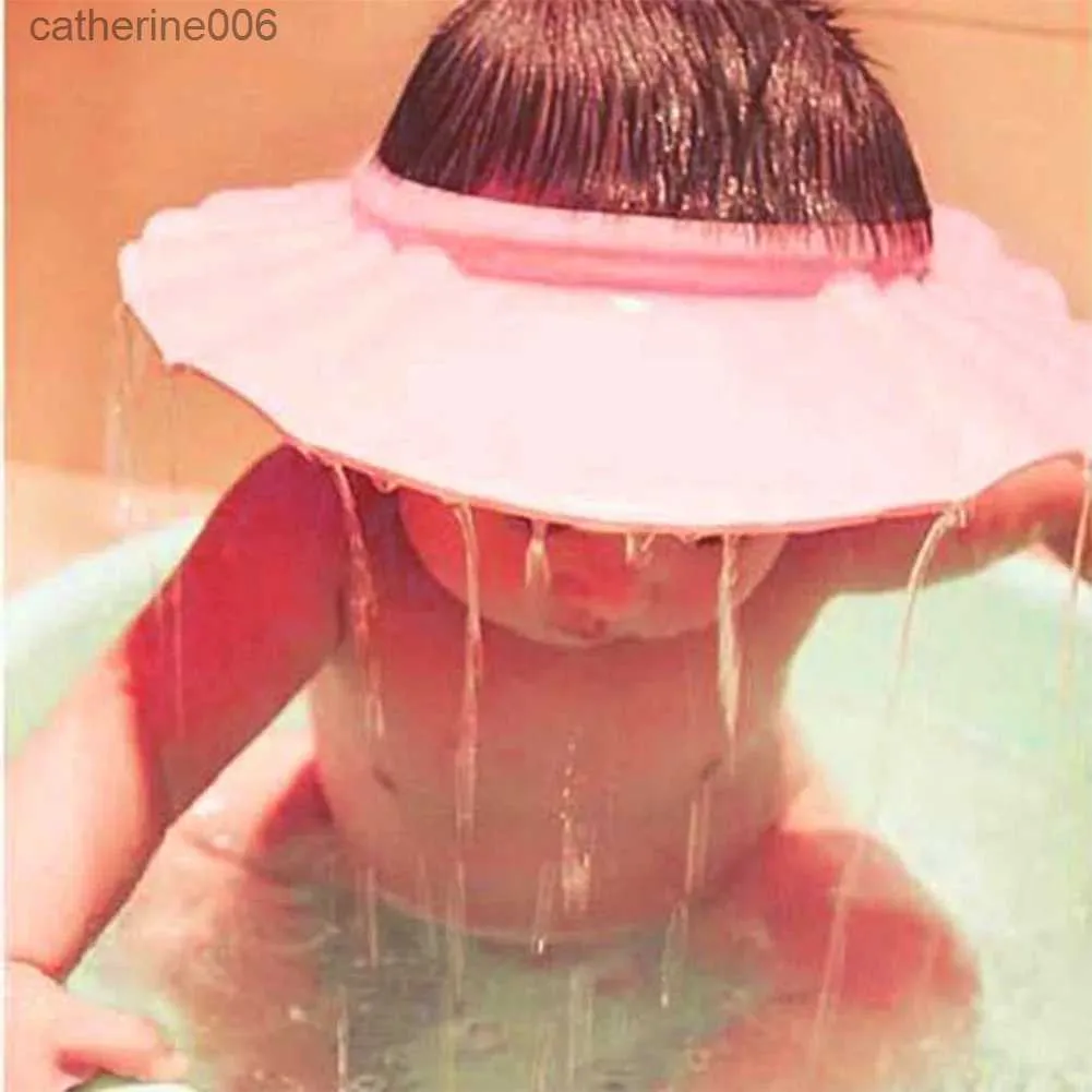 Bonnets de douche Bébé douche doux casquettes réglable cheveux lavage chapeau pour enfants Protection sûr enfants shampooing bain douche protéger tête CoverL231110