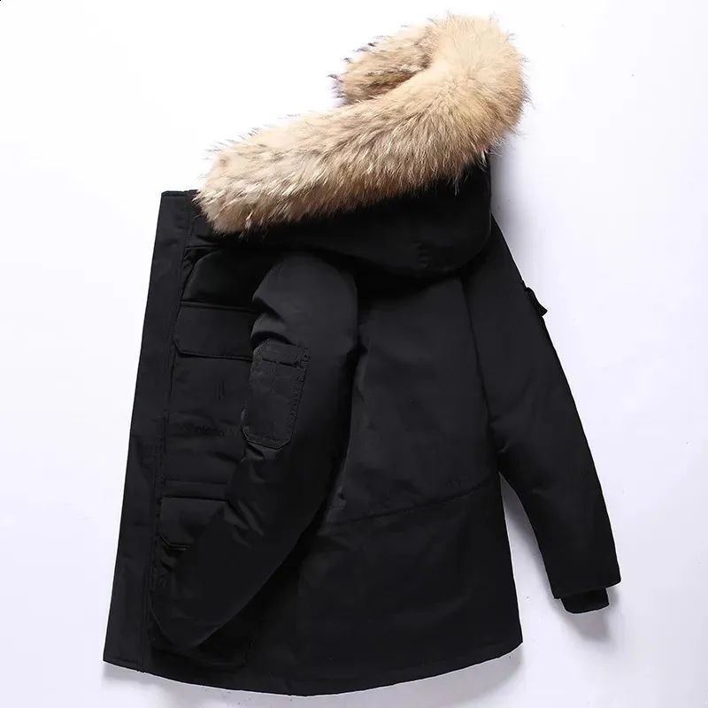 Parkas pour hommes -30 degrés garder au chaud duvet de canard blanc vestes d'hiver hommes coupe-vent à capuche col de fourrure épaissir doudoune manteau mâle taille S-3XL 231109