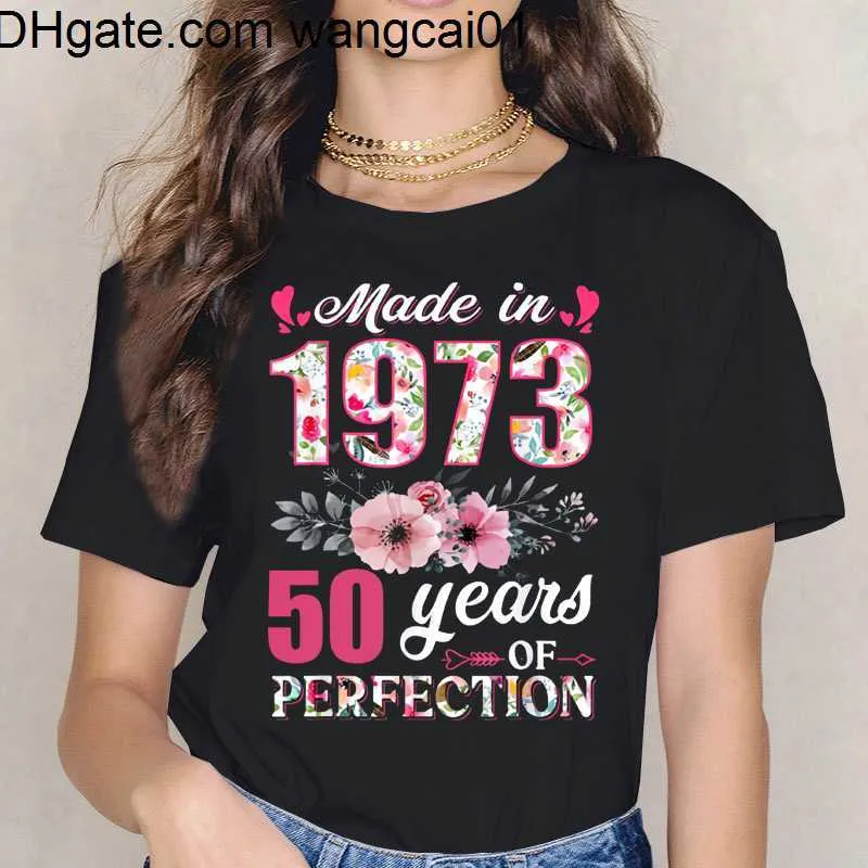 Heren T-shirts dames T-shirt gemaakt in 1973 Bloemen 49 jaar oud