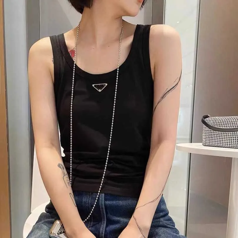 Designer women's clothing 20% off Shirt Family Simple Triangle Standard Racerback Tank Top 23 Summer Elastic Tight Bottom Outer Wear T-shirt Women