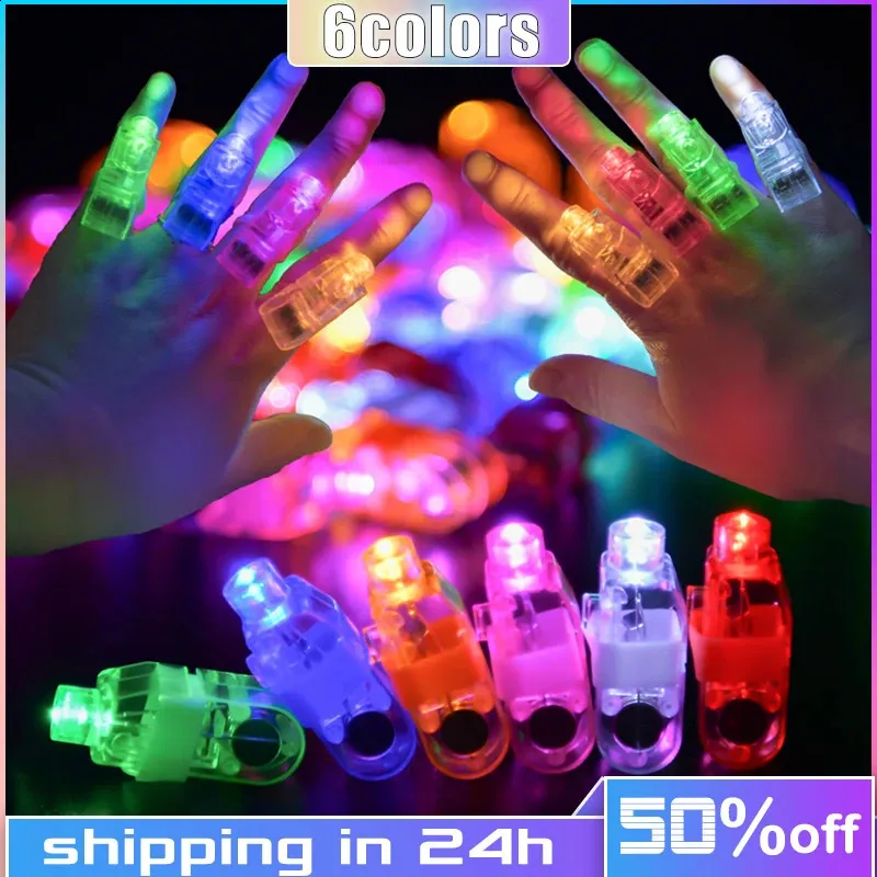 LED rave leksak 30/60/120/200/300 stycken LED -fingerbelysningar 6 färg finger ficklampor för barn födelsedagsfest leveranser rave laser diverse leksaker 231109