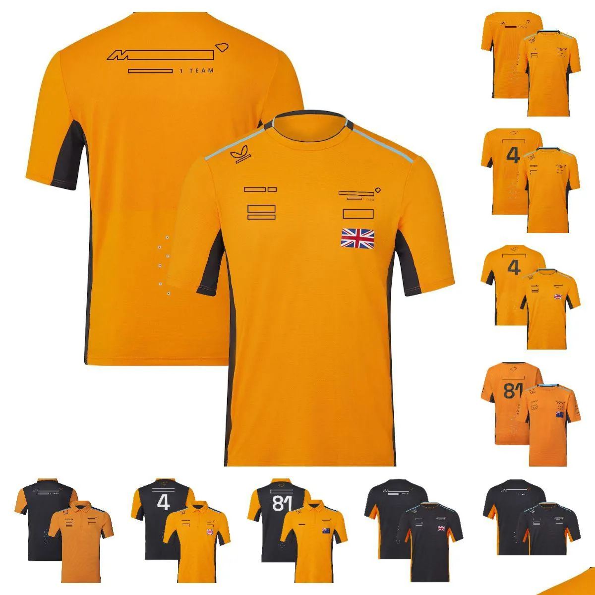 T-shirts masculins 2023 Vêtements de course à manches courtes d'été F1 Équipe uniforme Mens personnalisés décontractés à séchage rapide T-shirt Livraison