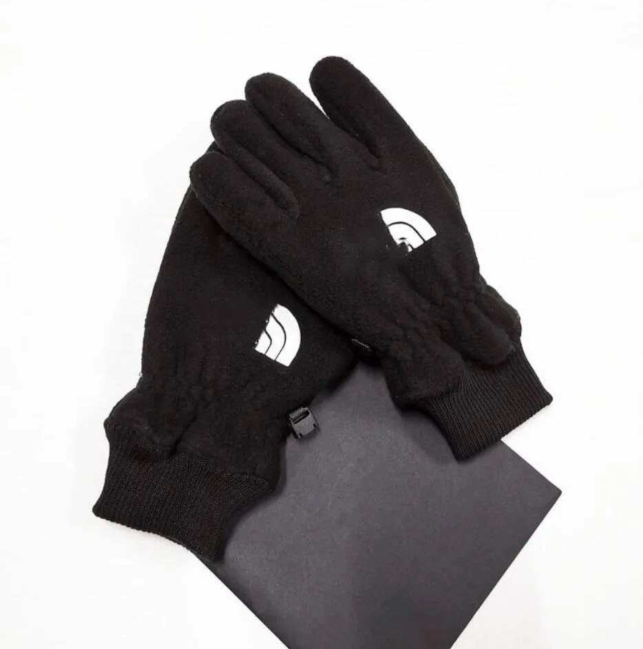 Hommes Femmes Cinq Doigts Gants Designer Marque Lettre Impression Épaissir Garder Au Chaud Gant Hiver Sports De Plein Air Pur Coton Faux Cuir Accessoires