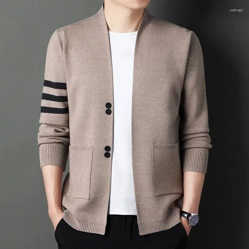 Men's Sweaters 2023 Autumn Brand Cardigan Sweater Coat High Quality Slim Fit Wool Long Sleeve Knitted Size S-3XL