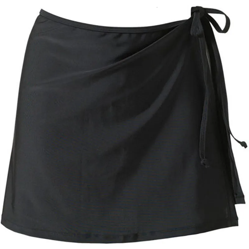 Skirts Summer Women Tie Up Beach Cover Sexy Bikini Swimsuit Short Skirt Ladies Mid Waist Bodycon Wrap Solid Fashion 230410