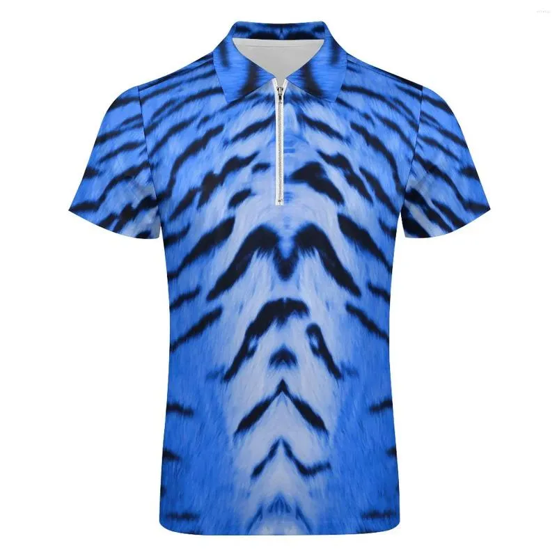 Mens Designer Polo Shirts: Tiger Stripe & Blue Striped