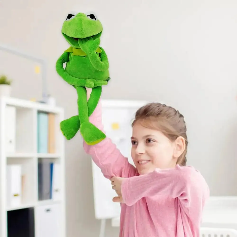 Kermit Frog Plush Hand Puppet Open Mouth Barney Stuffed Animal For