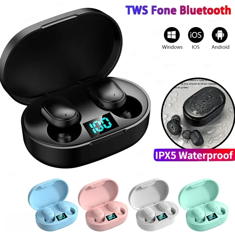 E6s pro tws sem fio bluetooth fone de ouvido à prova dwaterproof água com cancelamento ruído led fones com microfone sem fio bluetooth