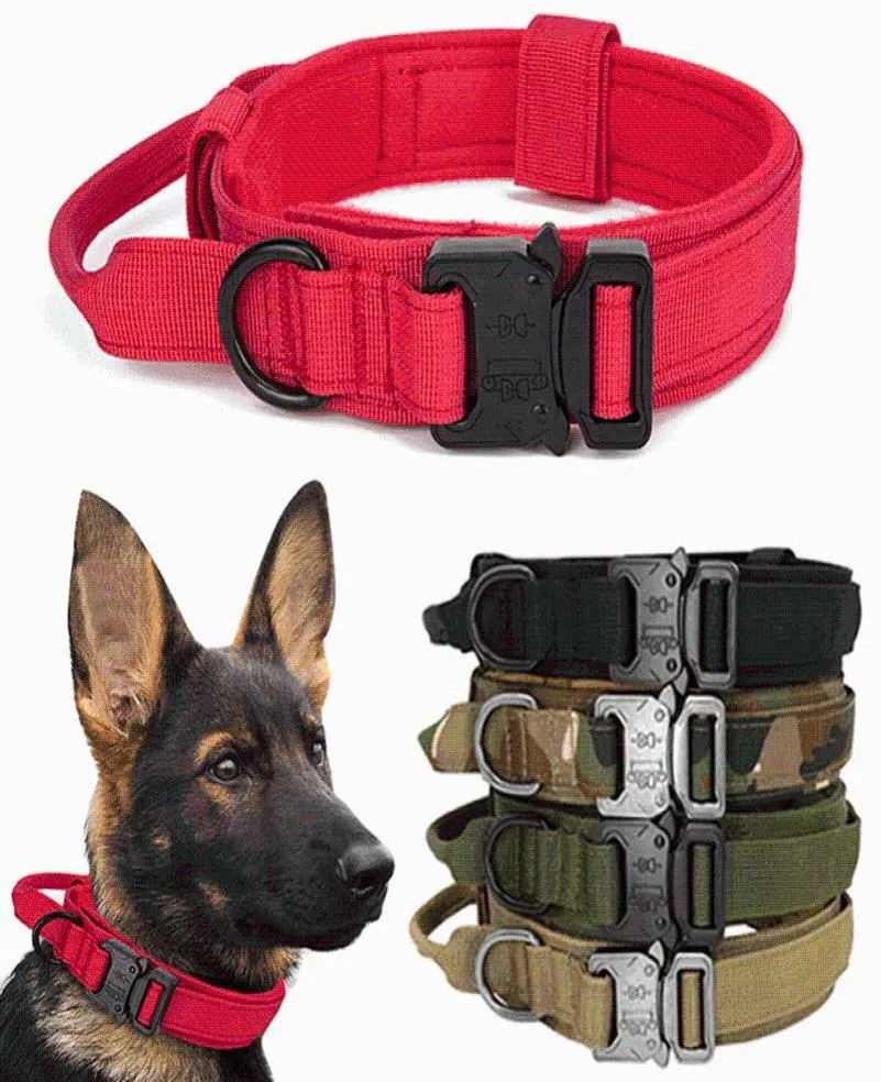 Coleiras para cães trelas coleira tática militar com alça de controle ajustável de nylon para cães médios e grandes pastor alemão andando t8384153