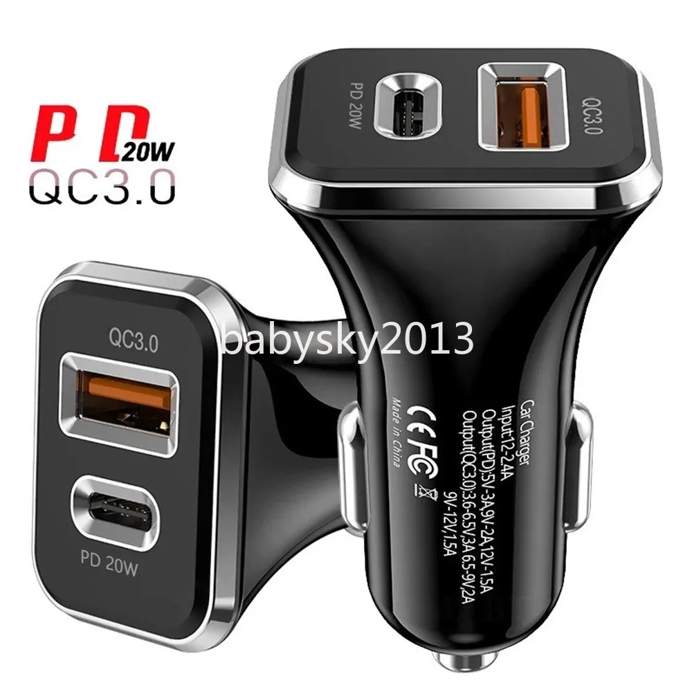 48W Szybkie ładowanie USB C ładowarka samochodowa podwójne porty PD type-C ładowarki samochodowe automatyczne adaptery mocy na iPad iPhone 12 13 14 15 Pro Samsung HTC B1