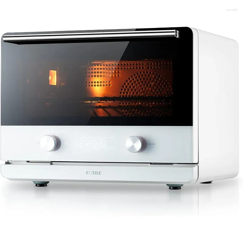 Elektriska ugnar 4-i-1 bänkskonvektion Steam Combi Oven Air Fryer Dehydrator med temperaturkontroll 40 Förinställd meny och självvis