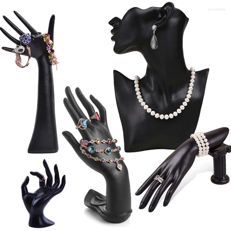 Jewelry Pouches Five Black Styles Resin Material Crafts Model Hand Stand Hanging Bracelet Ring Props Counter Display