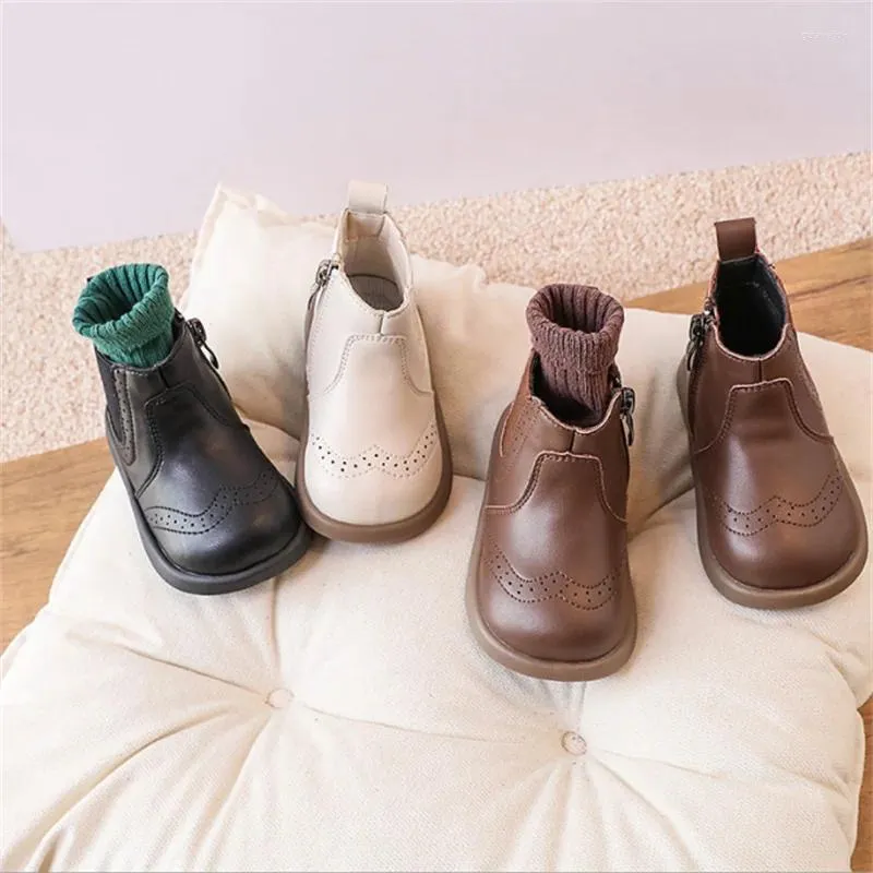 Botas primavera/outono sapatos de bebê couro criança crianças tornozelo sola de borracha infantil moda meninas 15-25