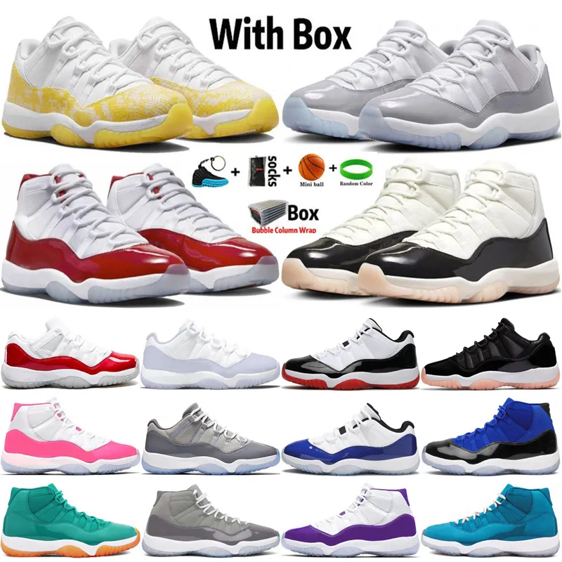 2023 With Box Jumpman 11 Basketball Shoes Men Women 11s Neapolitan Snakeskin Yellow Pink Cement Cool Grey Cherry University Blue Mens Trainers Sport Sneakers Size 13