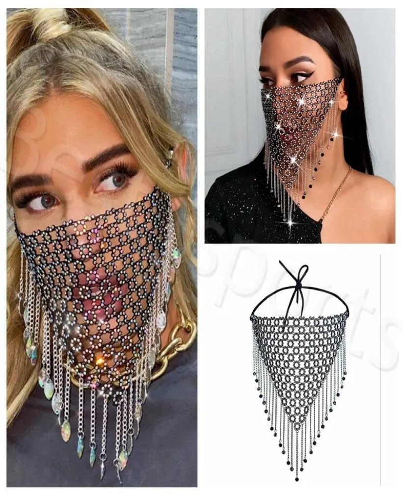 Bling Bling Strass maschera per il viso moda cristallo diamante riutilizzabile viso copri bocca maschera per designer discoteca per adulti YYA487 30 pezzi 7429938