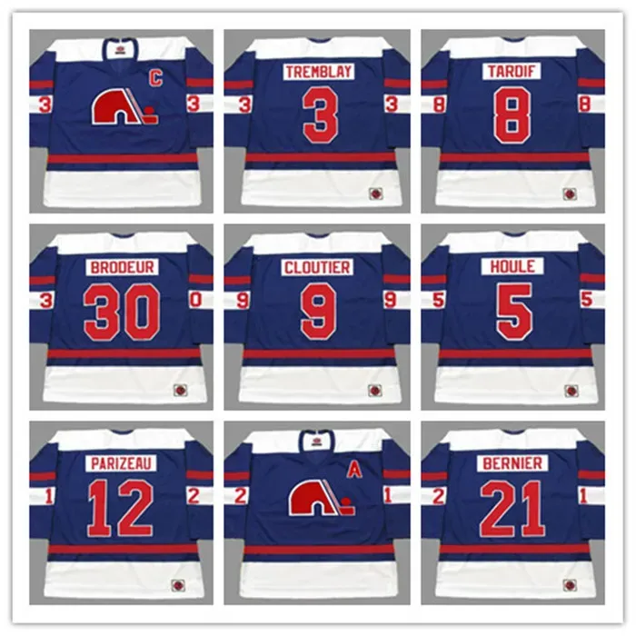 Custom J.C. TREMBLAY Quebec Nordiques 1970-х годов WHA Хоккейная майка ''nHL'' Винтаж SERGE BERNIER REJEAN HOULE REAL CLOUTIER AUBRY K1 Спортивная одежда Любое имя Номер S-5XL