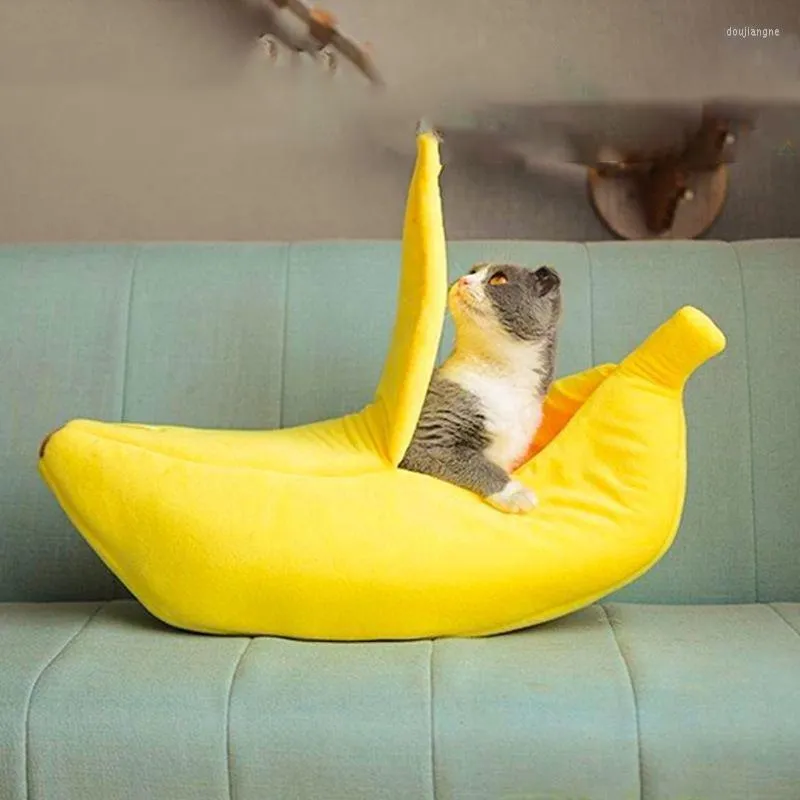 Cat Beds Cute Bed House Banana-shaped Soft Cuddle Hammock Lovely Pet Supplies For Kittens Small Dogs