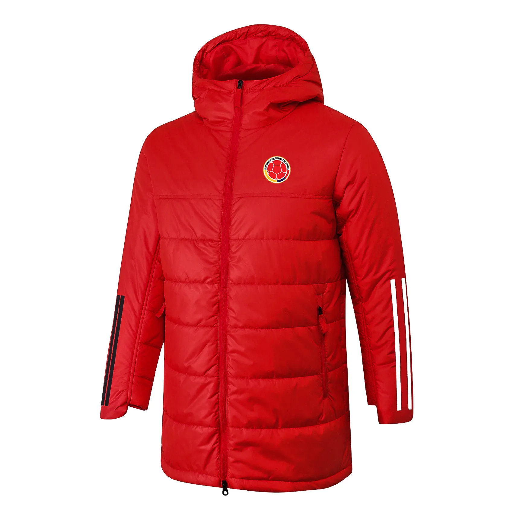 Colômbia masculino para baixo parkas inverno pré-jogo com capuz casaco de inverno algodão completo zíper lazer esporte ao ar livre moletom quente