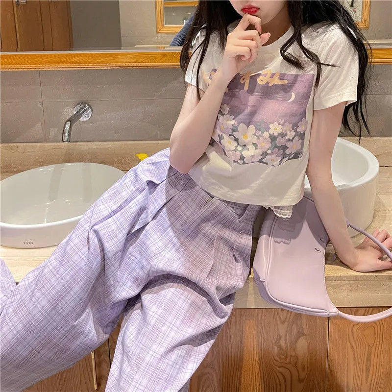 HOUZHOU Womens Purple Plaid Soft Pants Korean Fashion, Oversized High Waist, Wide Leg, Checked Lilac Trousers For Kawaii Girls Style 230410 From Youngstore01, $15.01 | DHgate.Com HOUZHOU Womens Purple Plaid Soft Pants Korean Fashion, Oversized High Waist, Wide Leg, Checked Lilac Trousers For Kawaii Girls Style 230410 From Youngstore01, $15.01 | DHgate.Com