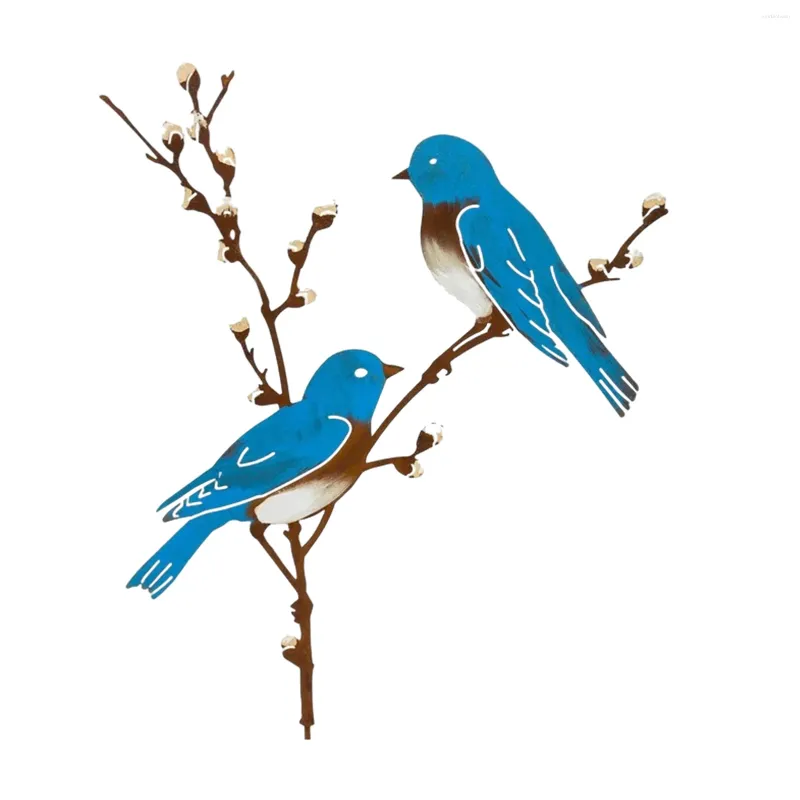 Garden Decorations Metal Painted Bird Decor Weather Resistant Home Tits Living Room Berries For Outside Fence Beautiful Autumn Lawn Balcony