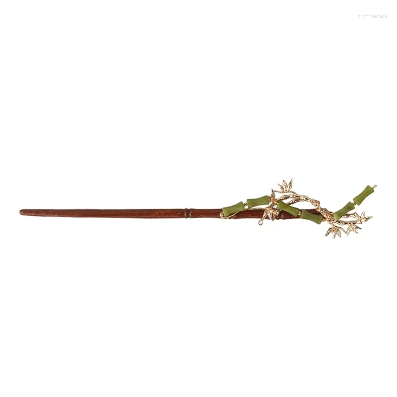 Hair Clips Ancient Style Bamboo Hairpin Female Summer Green High-Grade Modern Chinese Wooden Updo Clasp Head Accessories