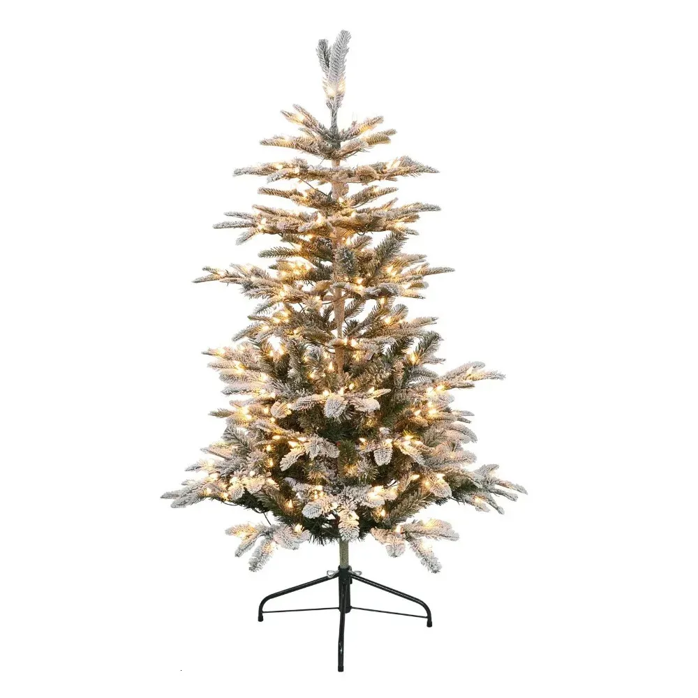 Decorazioni natalizie Albero di abete 45 Ft Preilluminato Floccato Decorazione artificiale Forniture per feste festive Giardino domestico 231110