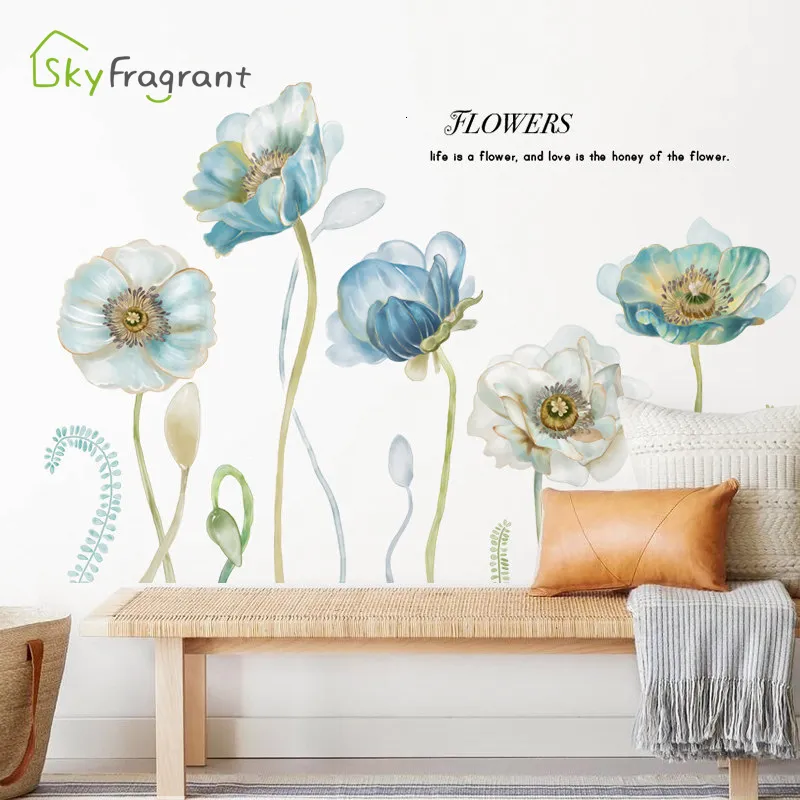 Wall Stickers Sticker Bedroom Wall Decoration Living Room Sofa TV Background Wall Sticker Romantic Flower Self adhesive Home Decoration 230410