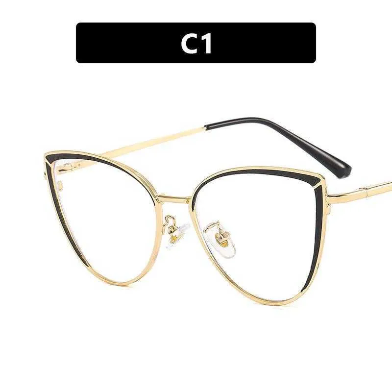 Cat Eye Metal Plain Lunettes Anti Blue Light Butterfly Frame Fashion Street