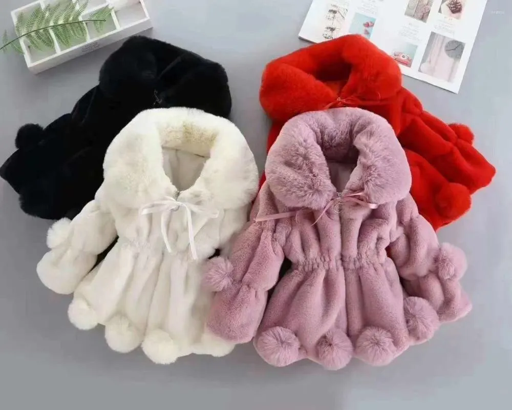 Пуховое пальто для маленьких девочек, теплые зимние пальто, толстый модный детский пиджак из искусственного меха с капюшоном для девочек, верхняя одежда, детская одежда