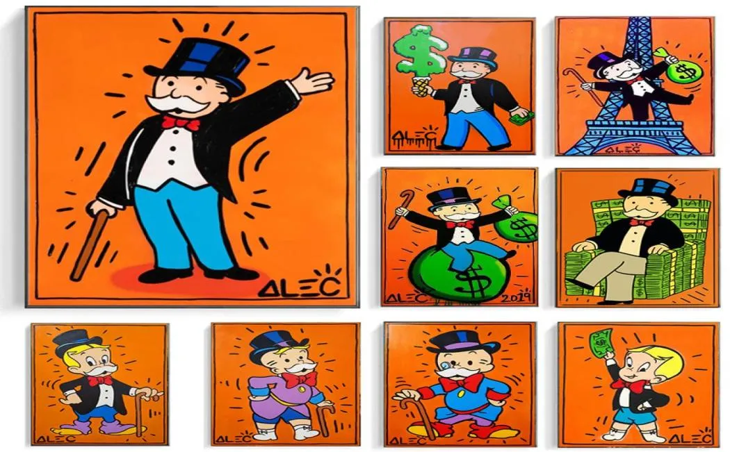 Cartoon Gentleman Rich Man Alec Monopoly Affischer and Prints Canvas målningar väggkonstbilder för vardagsrum hem dekoration cua8150974