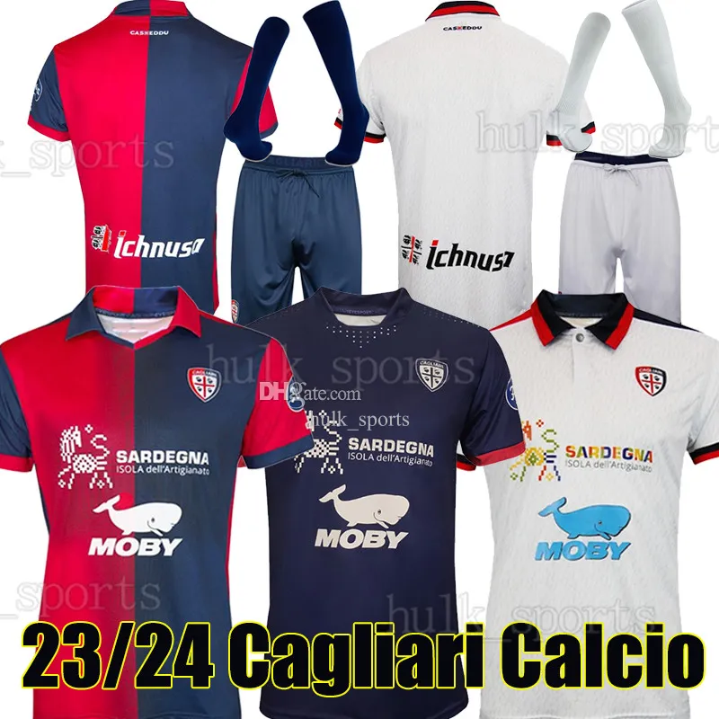 CAGLIARI 23/24 Home Away soccer jerseys Saint Efisio Special edition 2023 CHRISTMAS PRE-MATCH KIT Simeone NANDEZ home away third men kids kit footbll shirt unifroms